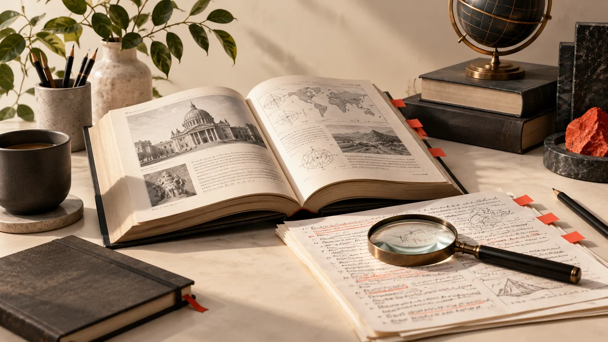Student research and writing feedback tools on a study desk