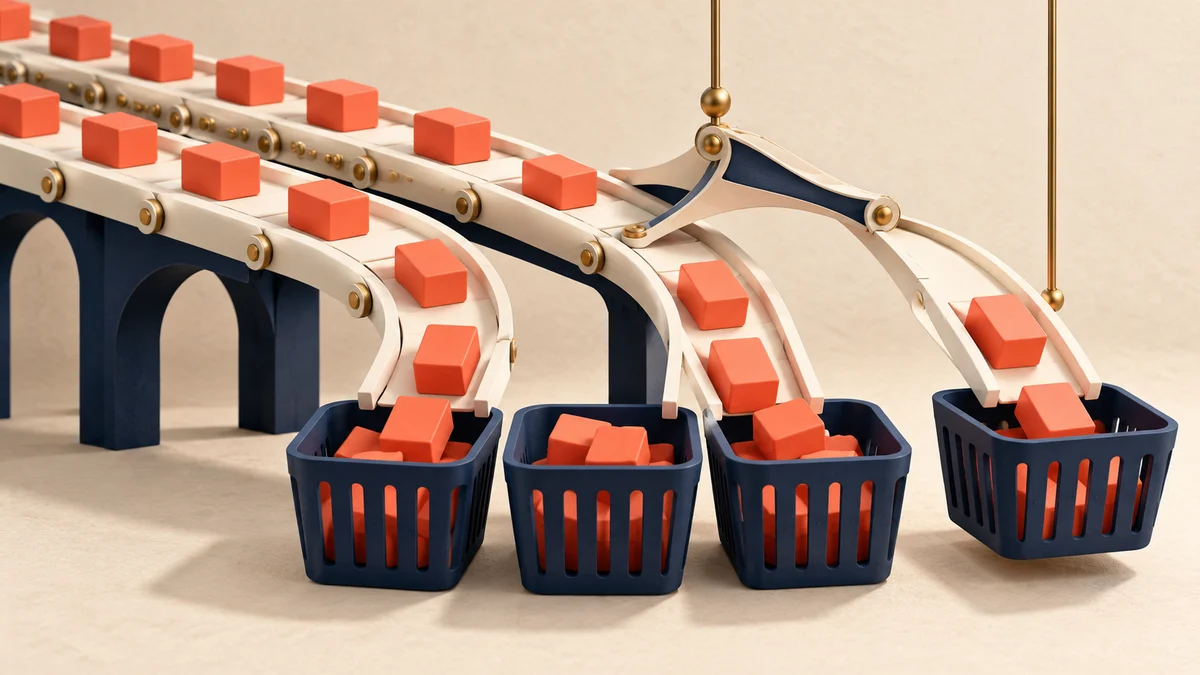 Message conveyor lanes redistributing across consumer baskets